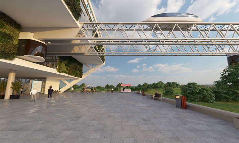 View of the string transport station from the outside