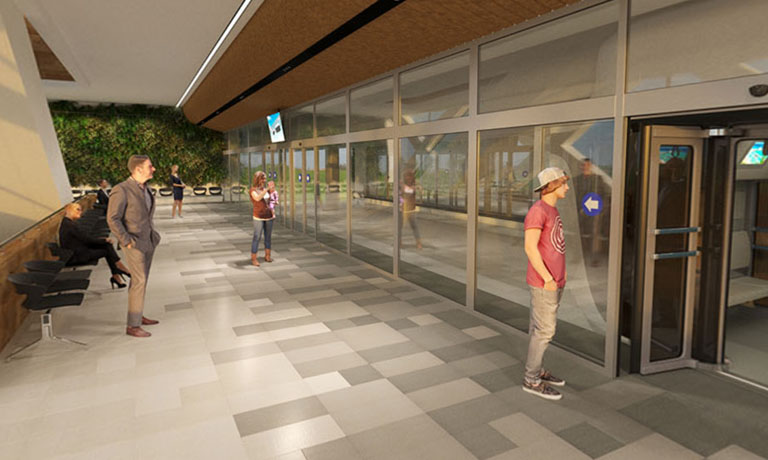 Passengers pick-up and drop-off the uBus